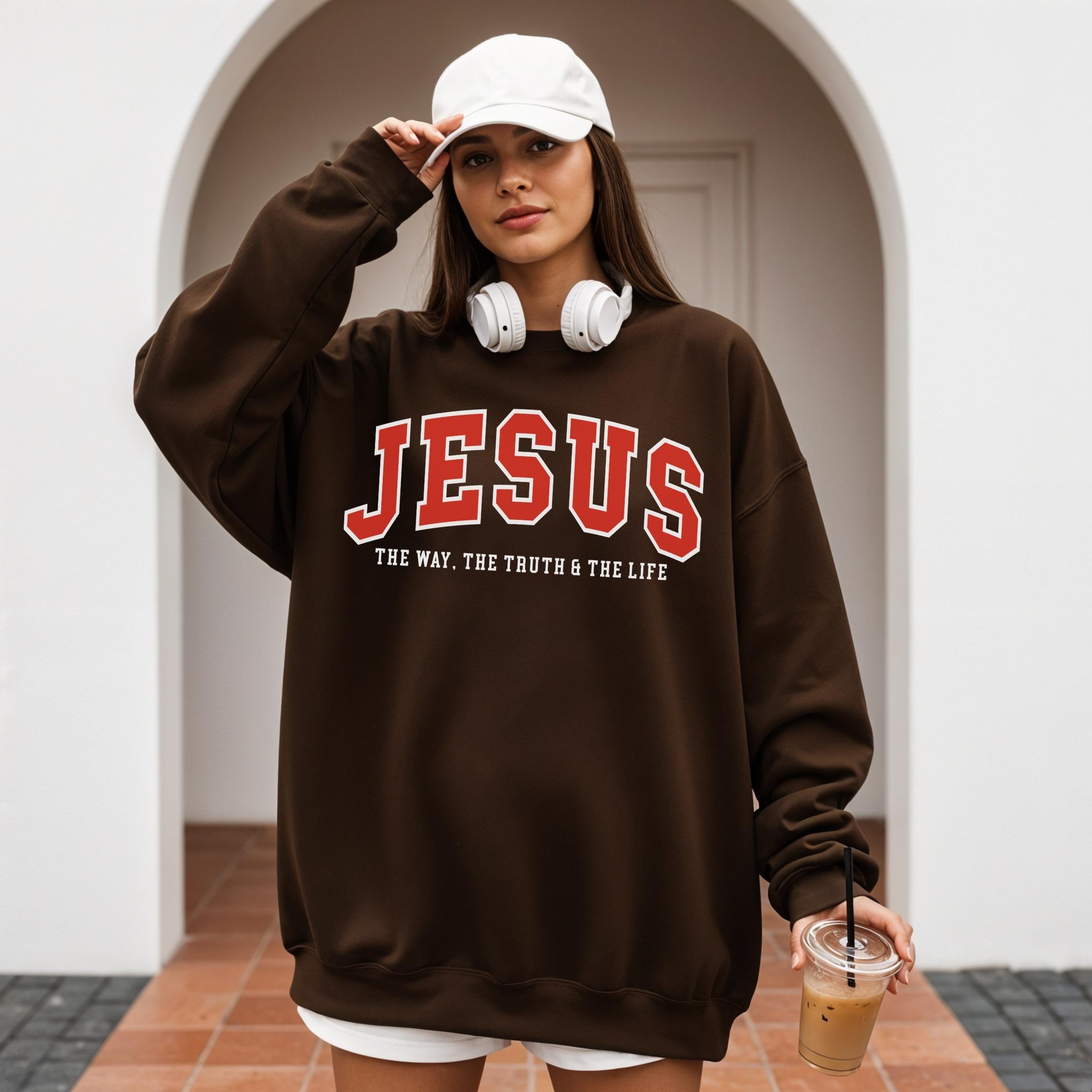 Jesus The Way The Truth The Life Sweatshirt, Christian Bible Verse Pullover, Faith Based Religious Crewneck